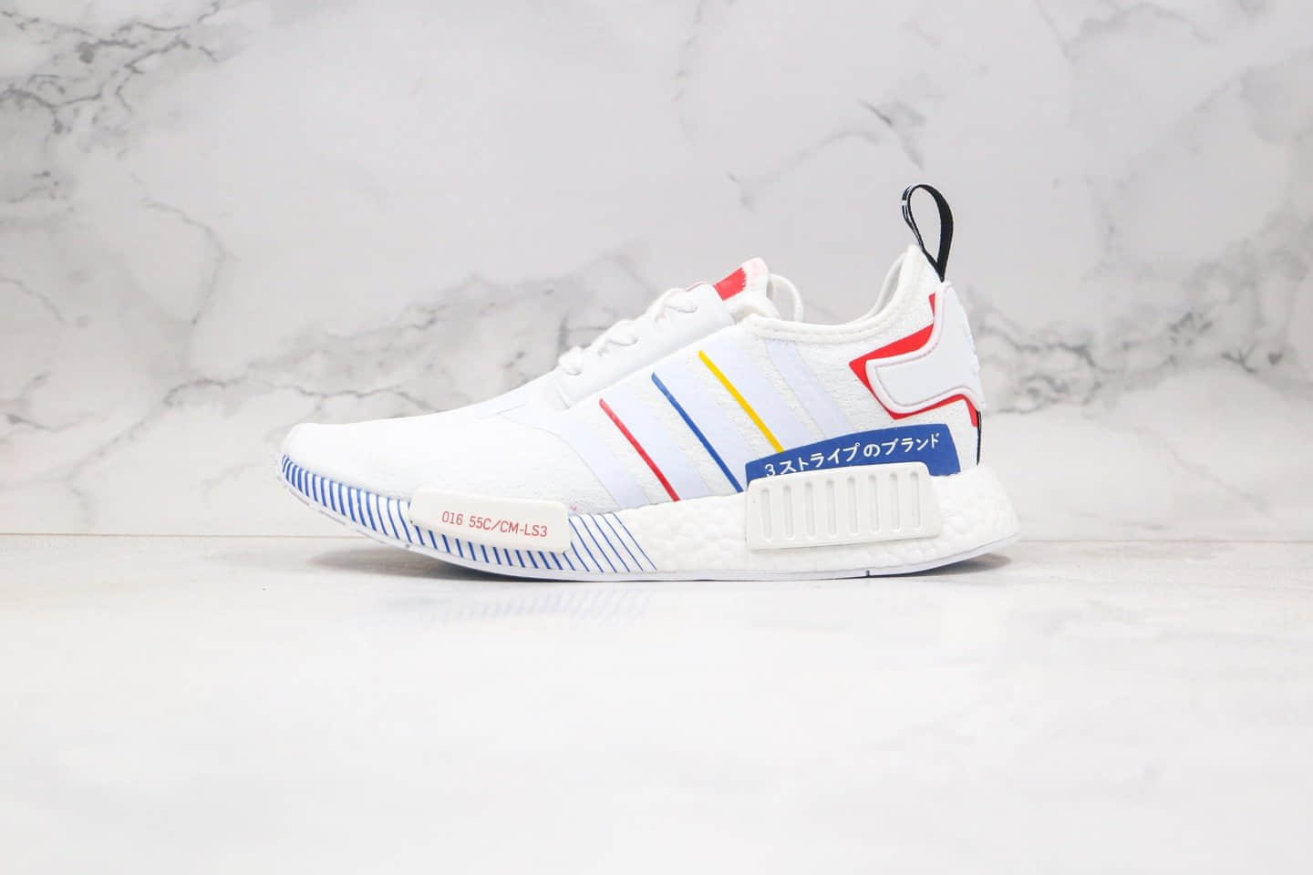 阿迪达斯adidas NMD R1纯原版本爆米花跑鞋NMD日文撞色白彩虹配色内置真爆米花缓震大底 货号:FY1432