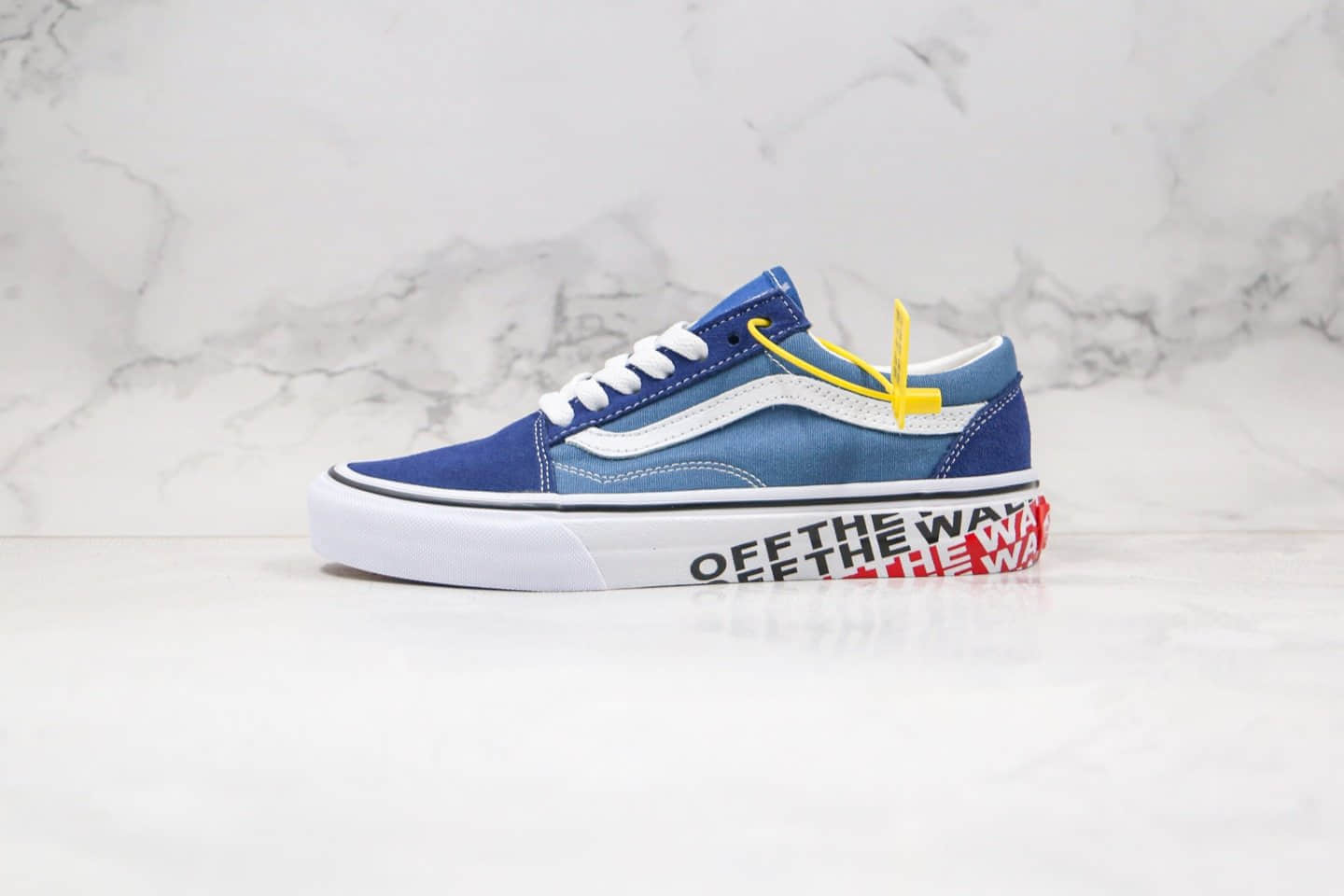 万斯Vans Old Skool Off The Wall公司级版本低帮字母涂鸦越墙标语海军蓝白色硫化帆布鞋原盒原标 货号:VN0A38G1VRI