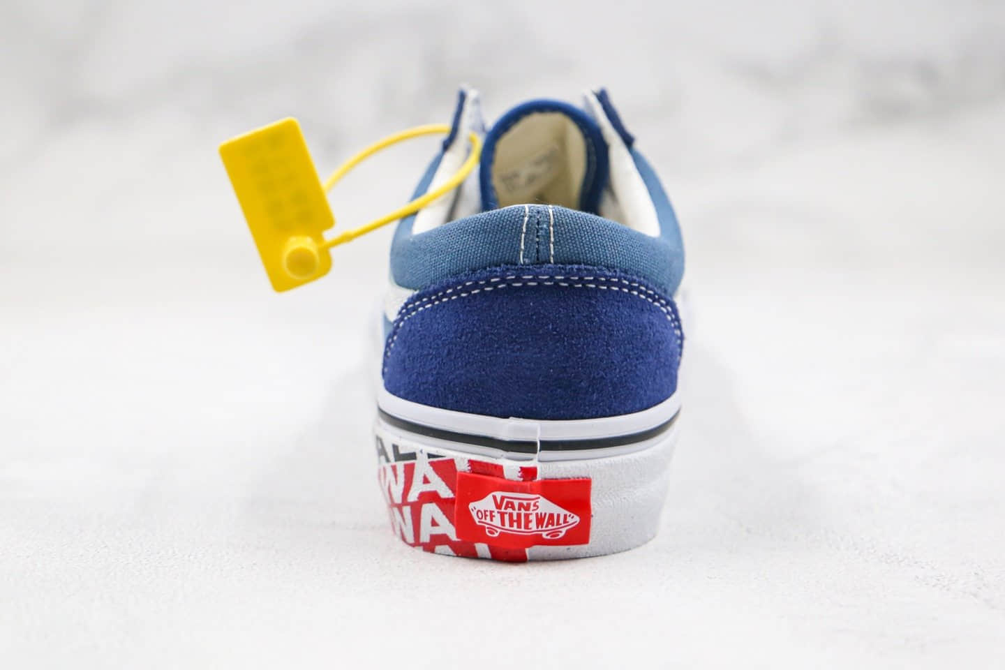 万斯Vans Old Skool Off The Wall公司级版本低帮字母涂鸦越墙标语海军蓝白色硫化帆布鞋原盒原标 货号:VN0A38G1VRI