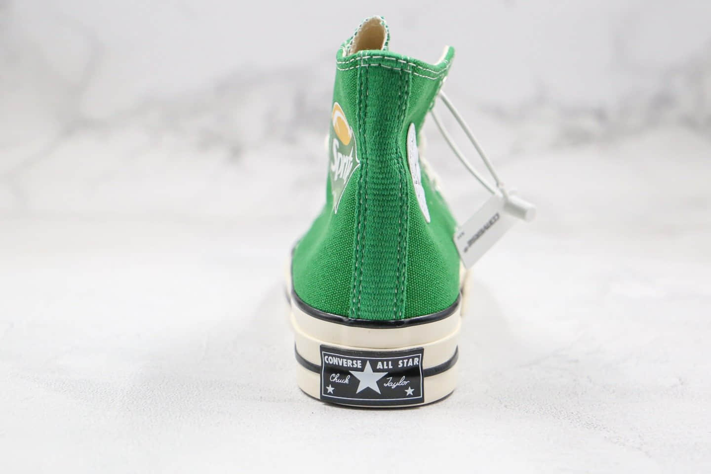 匡威Converse x Sprite公司级版本雪碧汽水联名款高帮绿色帆布鞋正确双围条PU硅蓝软中底 货号:188603C