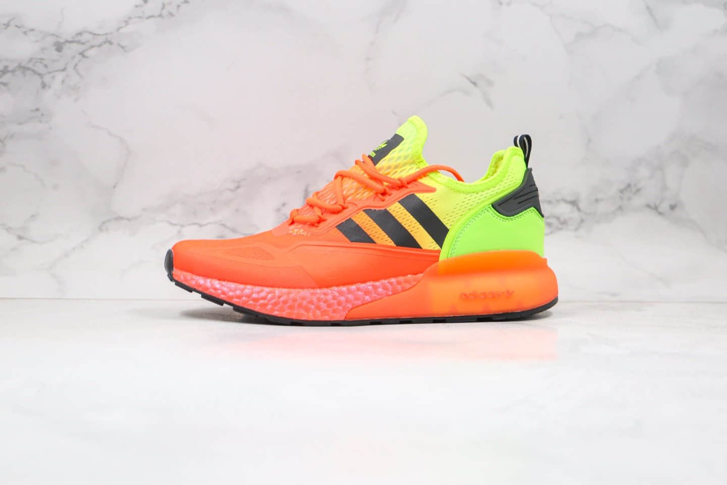 阿迪达斯Adidas Originals ZX 2K Boost纯原版本易烊千玺同款ZX 2K爆米花跑鞋橙绿色原楦头纸板打造 货号:FV0482