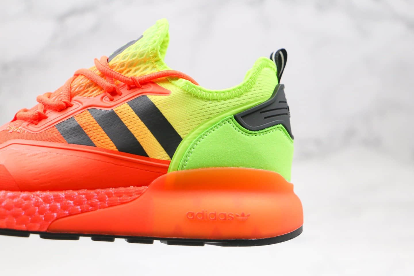阿迪达斯Adidas Originals ZX 2K Boost纯原版本易烊千玺同款ZX 2K爆米花跑鞋橙绿色原楦头纸板打造 货号:FV0482