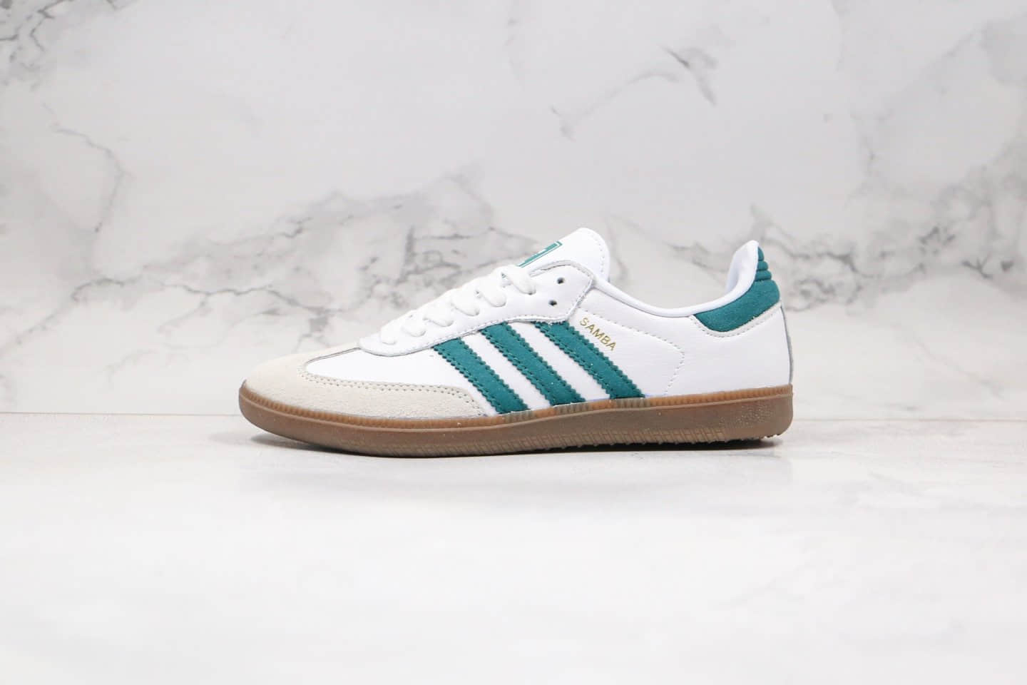阿迪达斯Adidas Samba OG纯原版本三叶草桑巴板鞋白绿色原楦头纸板打造原盒原标 货号:B75680