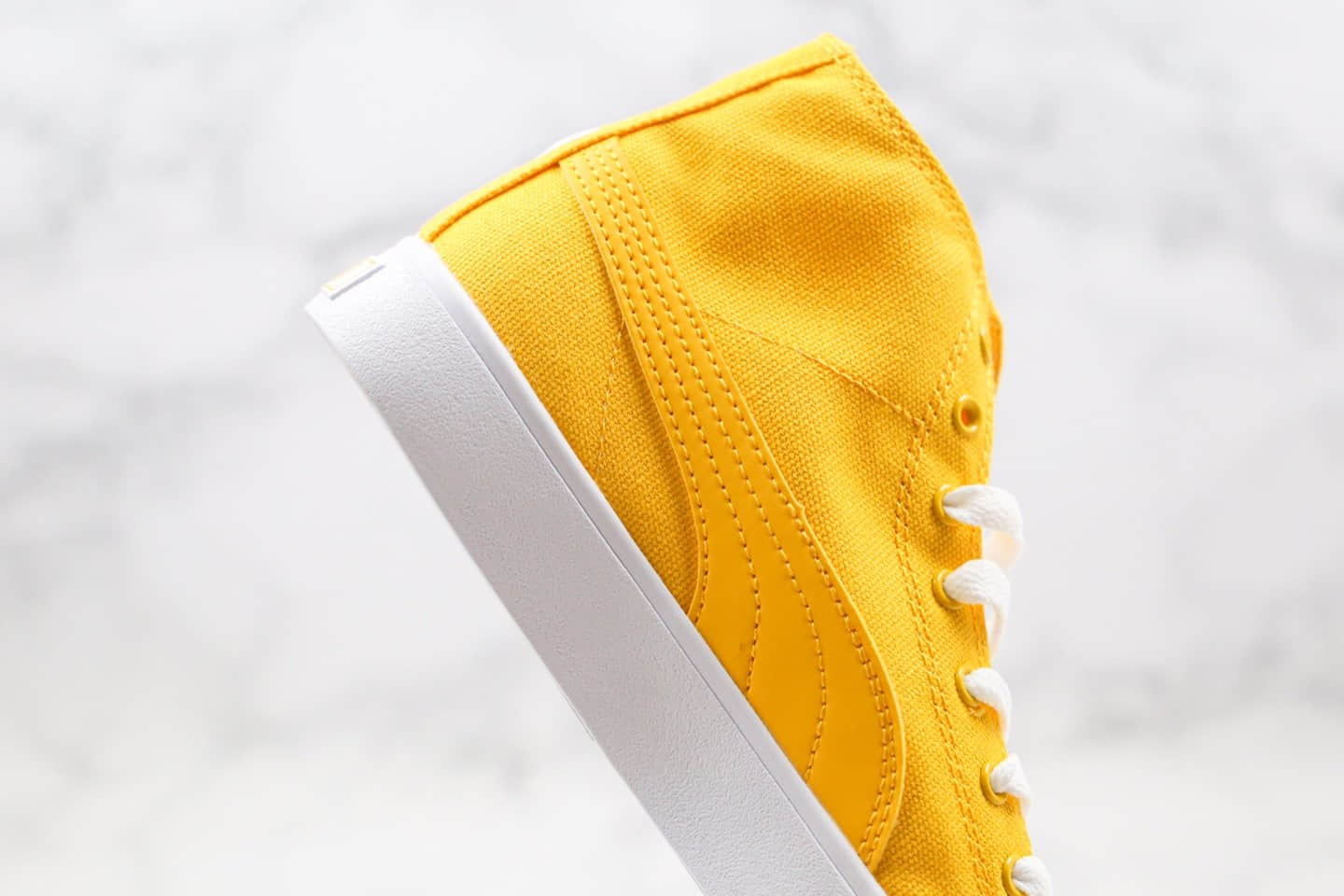 彪马PUMA BARI MID x 小红书联名款纯原版本高帮帆布鞋泳池派对黄色原档案数据开发