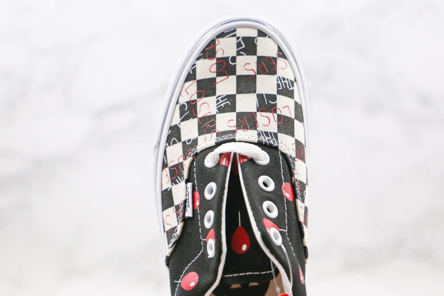 万斯Vans Style公司级版本低帮棋盘格子周杰伦气球情人节黑红色原楦头纸板打造 货号:VNOA2RR1YA3