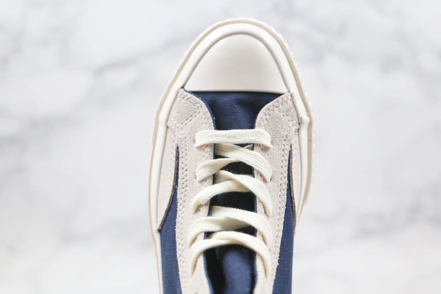 匡威Converse FOG公司级版本恐惧上帝高帮平替奶白蓝色拼色撞色解构帆布鞋原楦头纸板打造 货号:168604C