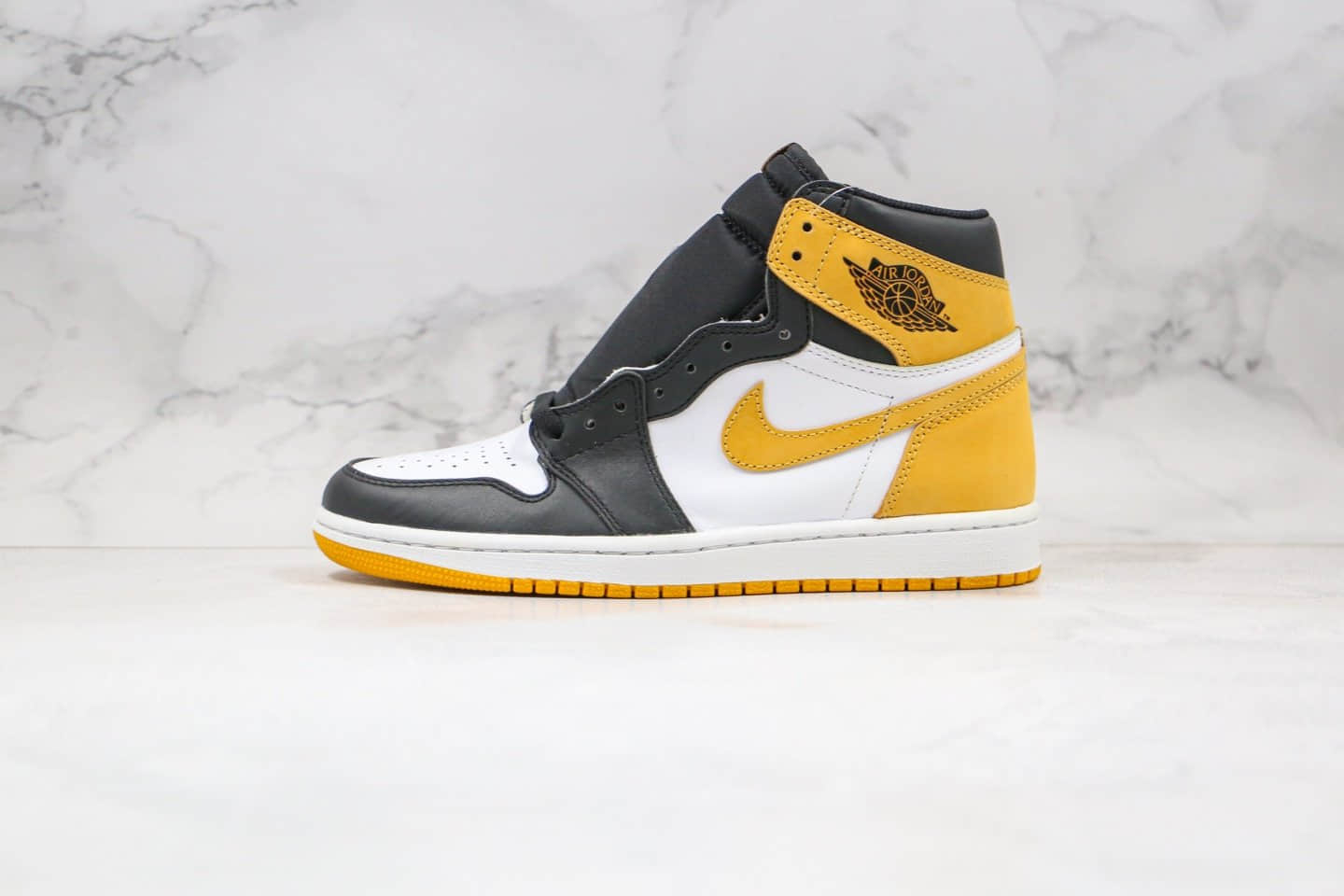 乔丹Air Jordan 1 Retro High OG Yellow Ochre纯原版本高帮AJ1黑黄脚趾正确后跟定型原厂皮料 货号:555088-109