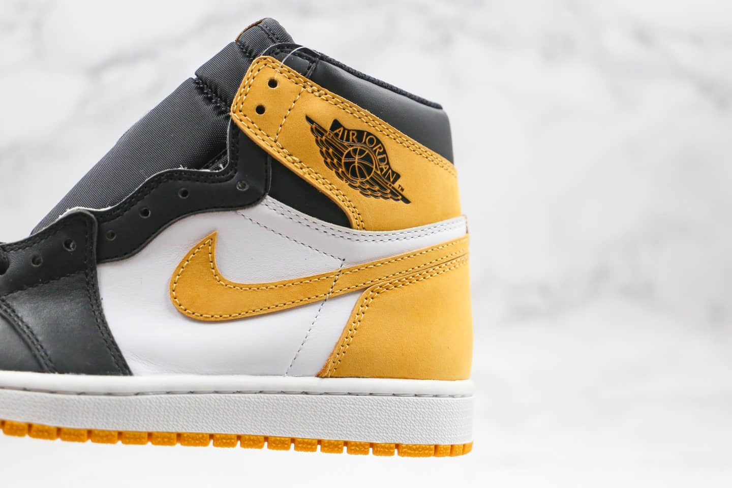 乔丹Air Jordan 1 Retro High OG Yellow Ochre纯原版本高帮AJ1黑黄脚趾正确后跟定型原厂皮料 货号:555088-109