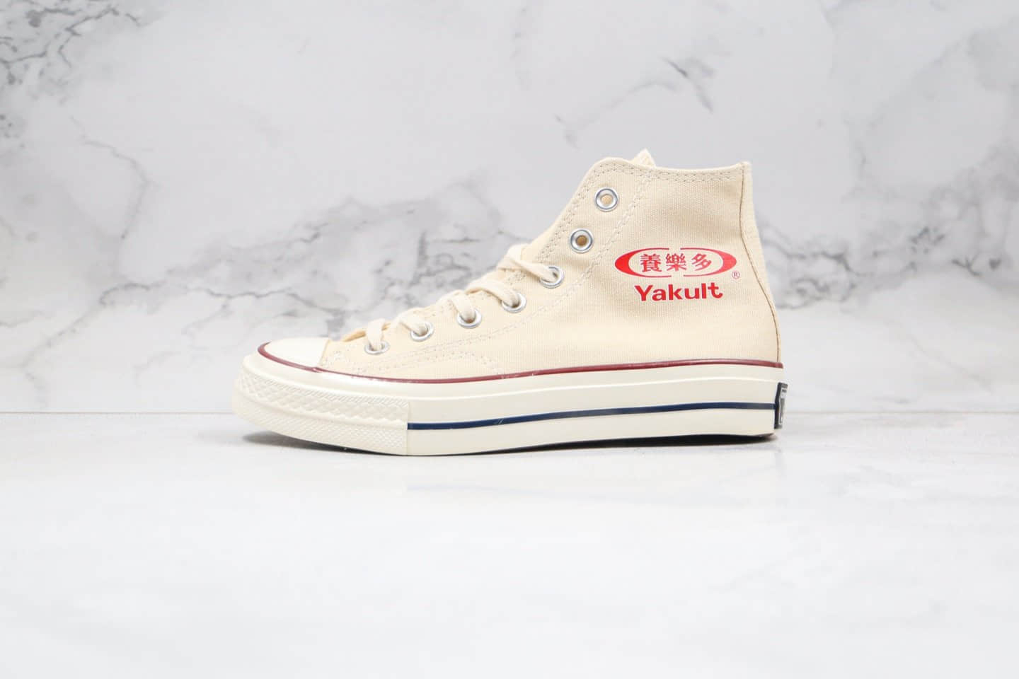 匡威Yakult x Converse 1970s公司级版本养乐多联名高帮帆布鞋原厂硫化工艺 货号:188606C