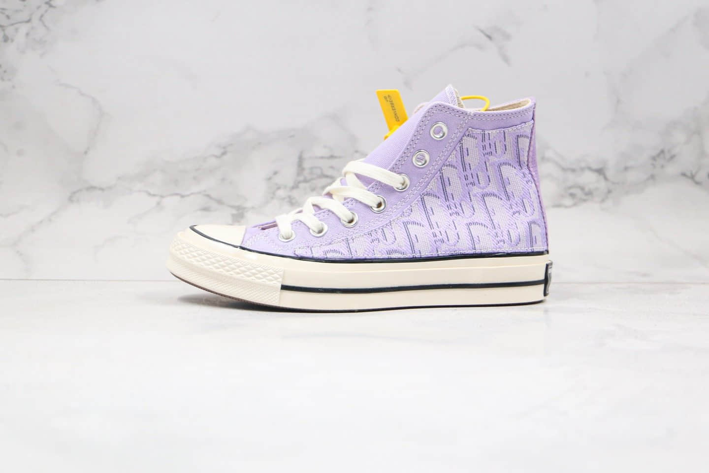 匡威Dior x Converse 1970S纯原版本迪奥联名款高帮帆布鞋香芋紫配色正确双围条硫化蓝底 货号:167862C