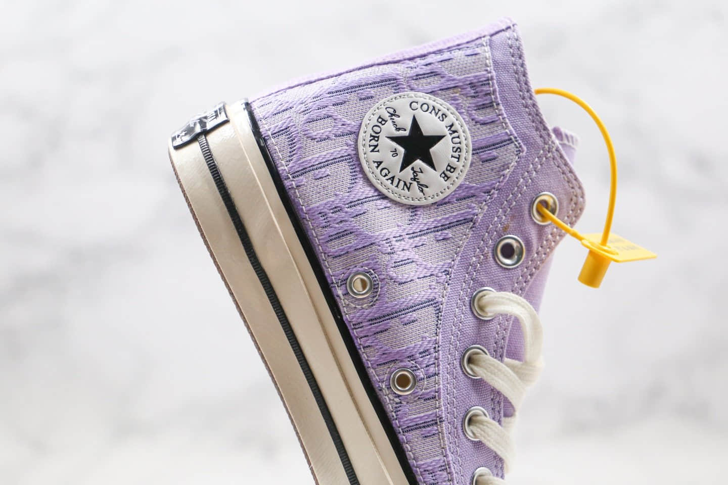 匡威Dior x Converse 1970S纯原版本迪奥联名款高帮帆布鞋香芋紫配色正确双围条硫化蓝底 货号:167862C