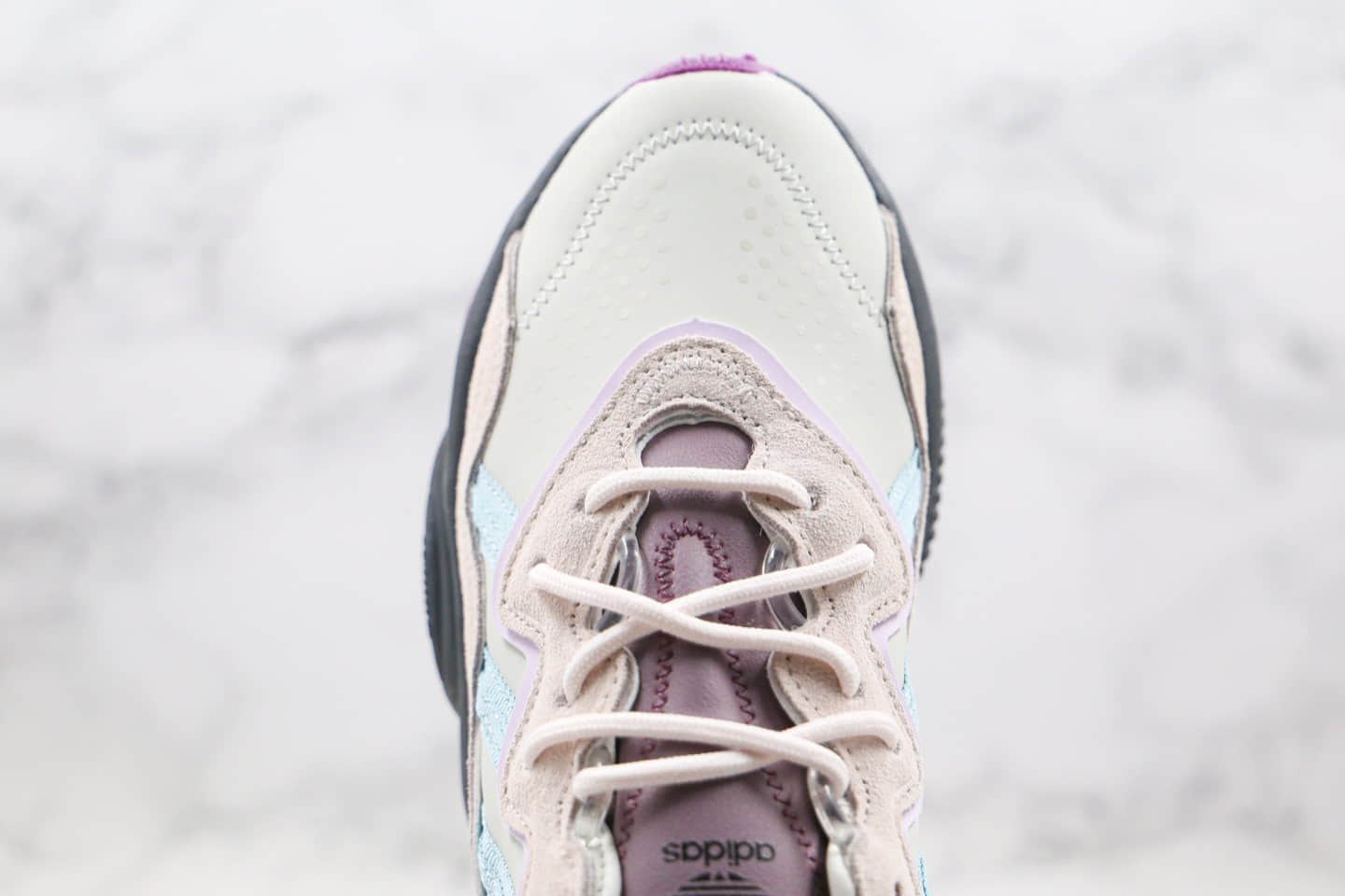 阿迪达斯Adidas Ozweego纯原版本三叶草水管老爹鞋灰紫色原楦头纸板打造 货号：EF4050