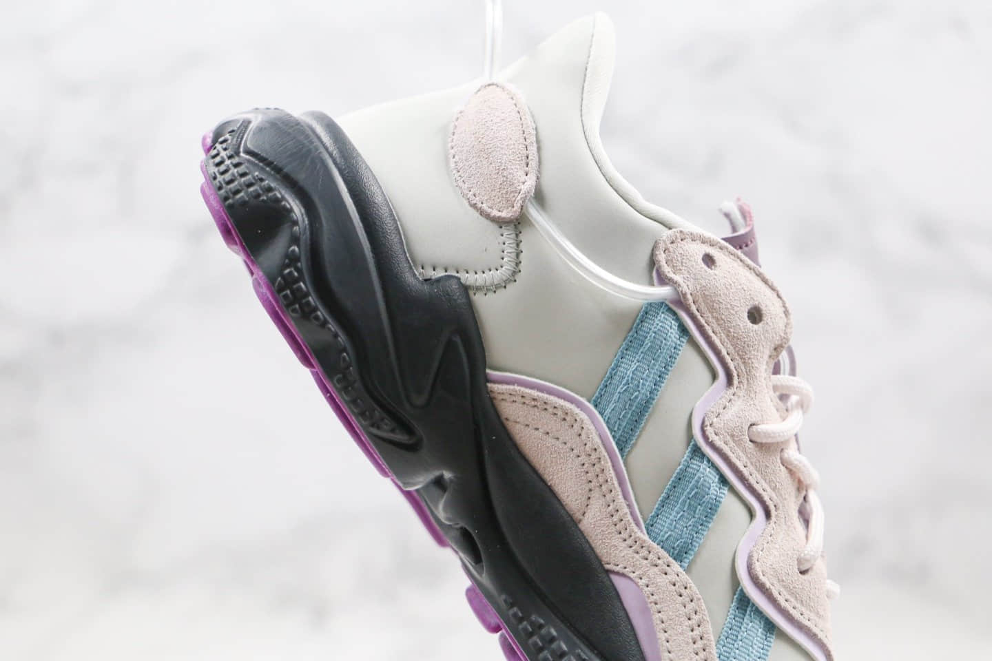 阿迪达斯Adidas Ozweego纯原版本三叶草水管老爹鞋灰紫色原楦头纸板打造 货号：EF4050