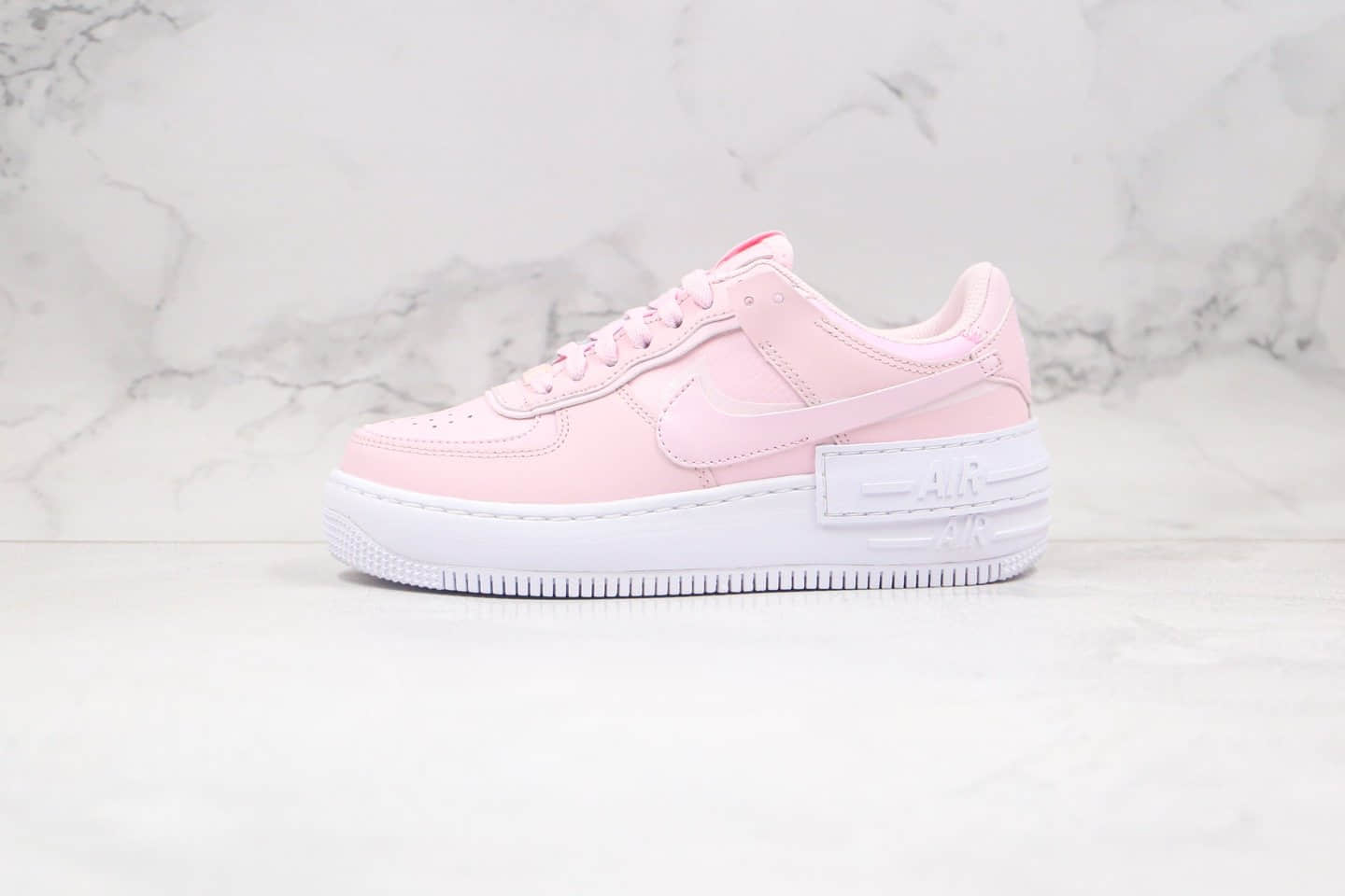 耐克Nike WMNS Air Force 1 Shadow纯原版本低帮空军一号马卡龙樱花粉色增高板鞋原楦头纸板打造 货号:CV3020-600