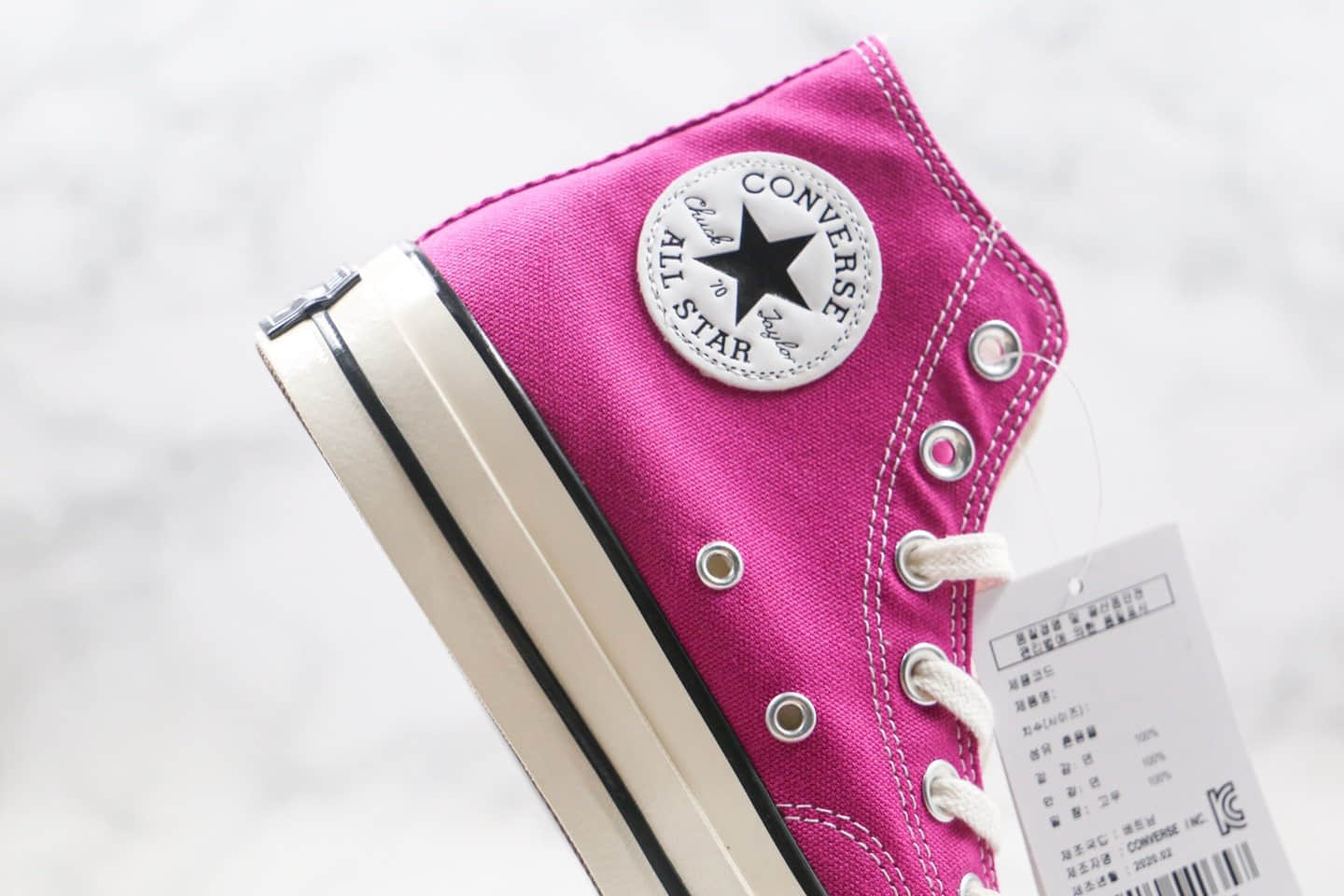 匡威Converse 1970s公司级版本高帮暗紫色帆布鞋蓝底双围条 货号:168503C