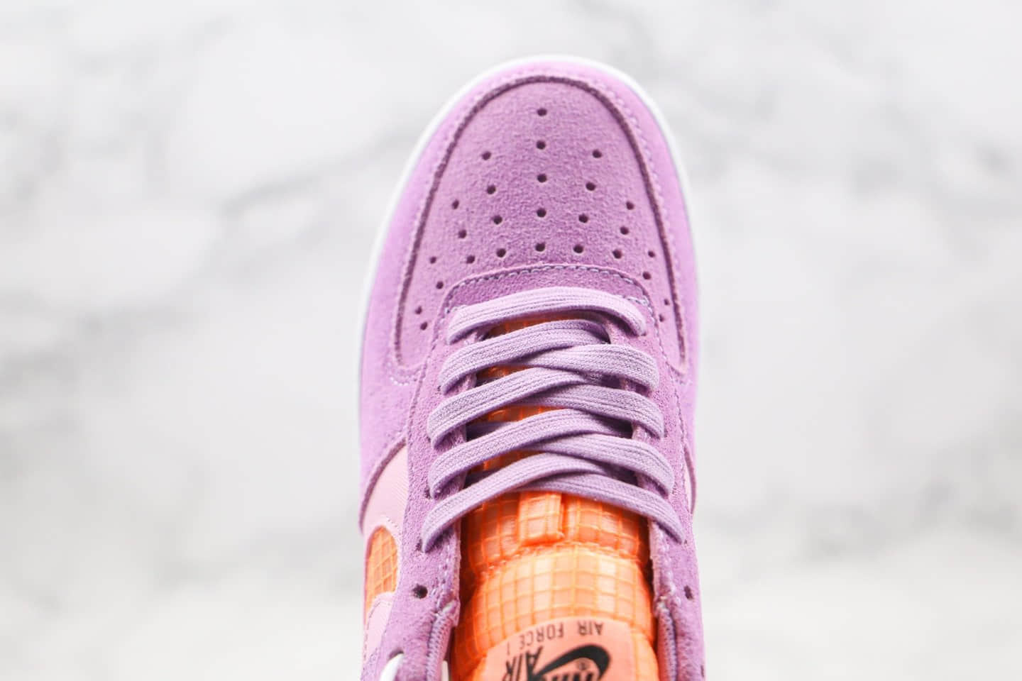耐克Nike Air Force 1 LV8 1 Fresh Air GS纯原版本低帮空军一号编织格子钩紫橘色内置气垫 货号:CJ1647-500