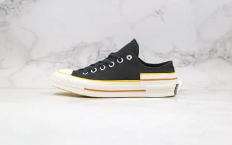 匡威Converse Chuck 70公司级版本低帮解构拼接撞色三围条黑白色帆布鞋原厂硫化大底正确硅蓝软中底 货号:568802C