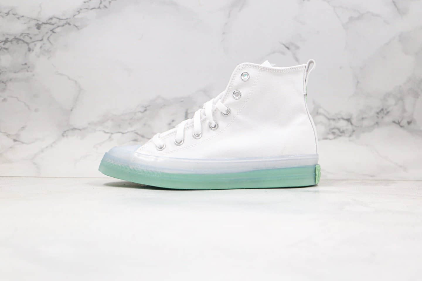 匡威 Converse Chuck Taylor All Star CX公司级版本果冻透明水晶底高帮板鞋白绿色原厂铝楦开发版型 货号:167805C