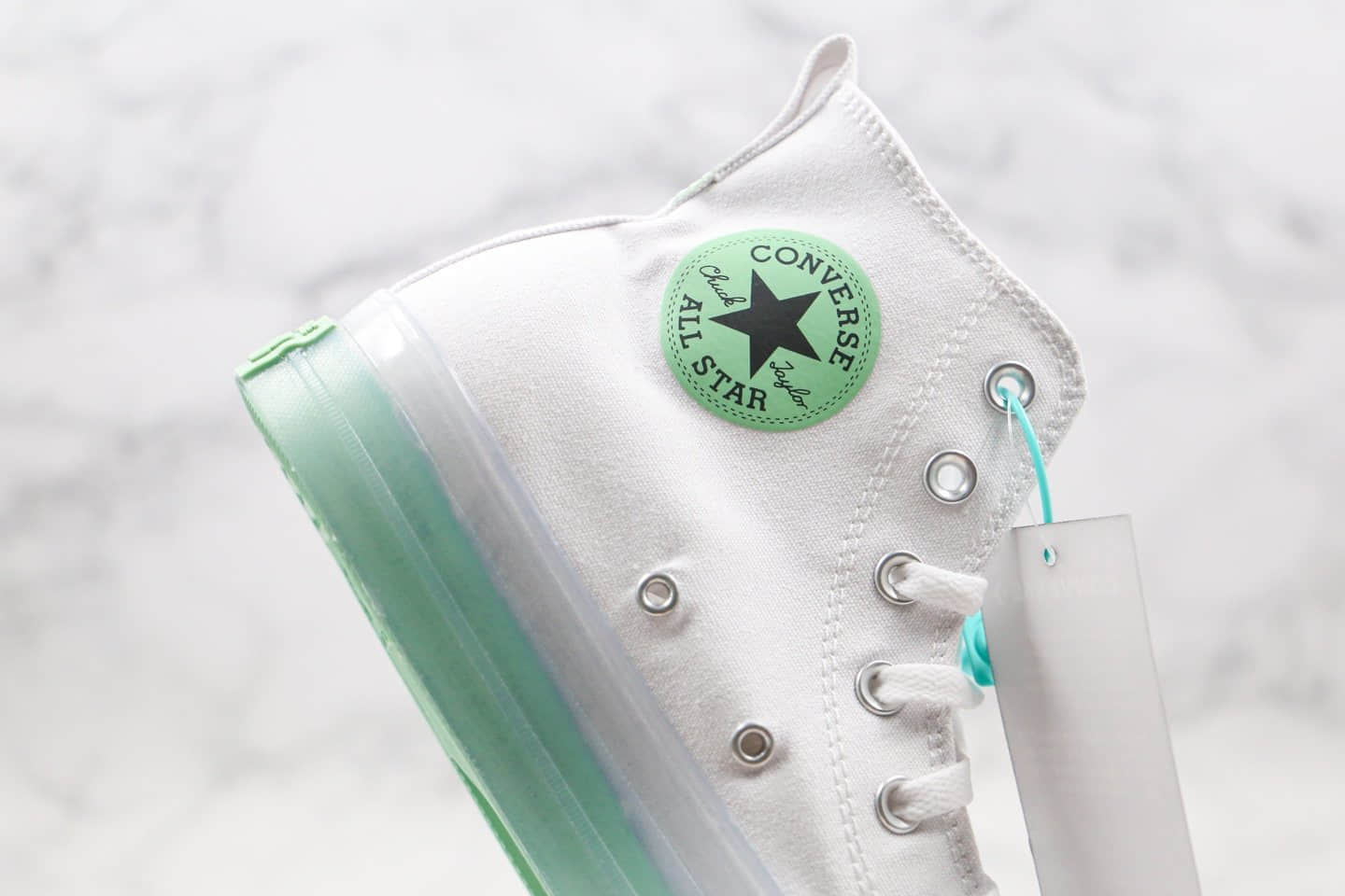 匡威 Converse Chuck Taylor All Star CX公司级版本果冻透明水晶底高帮板鞋白绿色原厂铝楦开发版型 货号:167805C