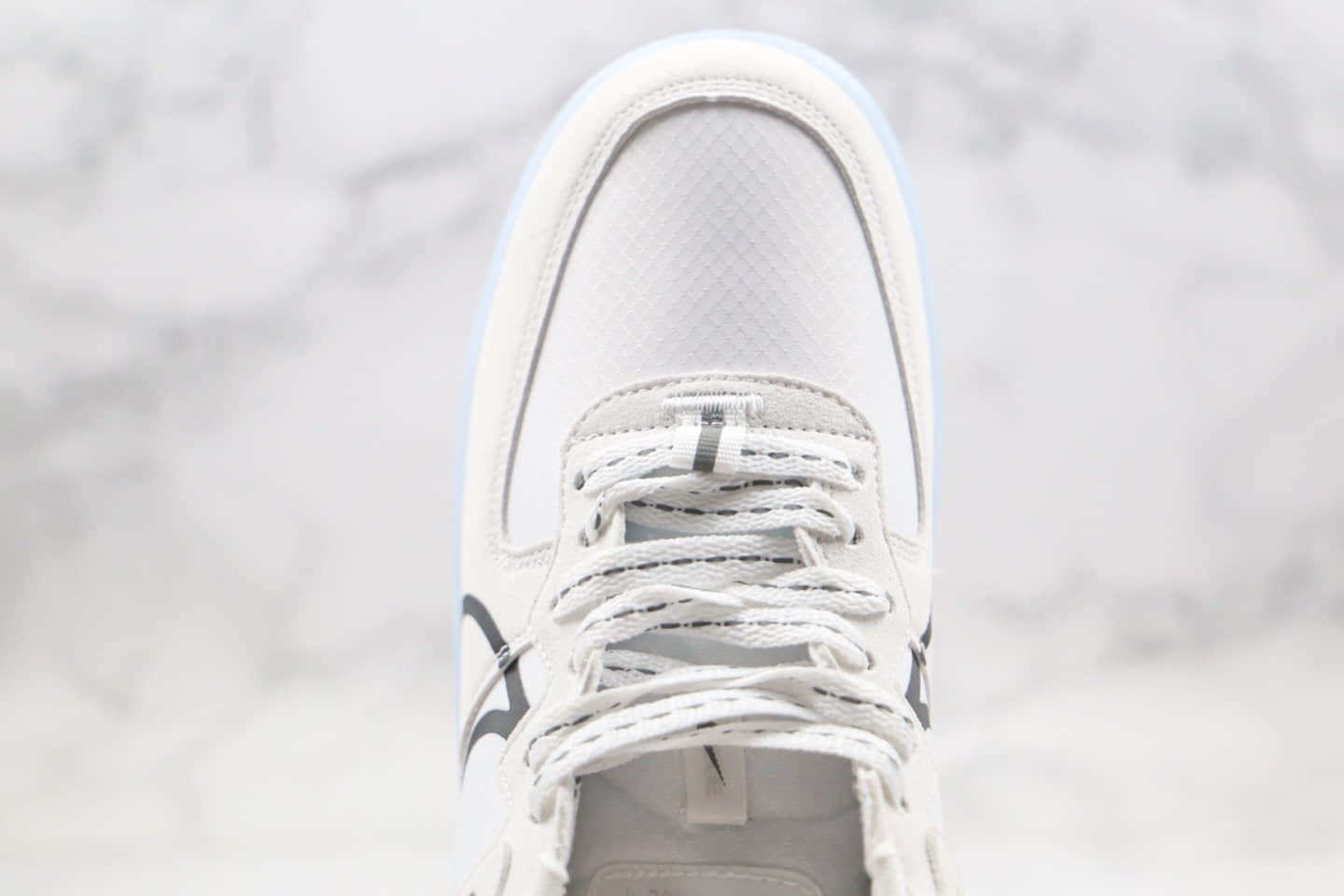 耐克Nike Air Force 1 React QS Light Bone纯原版本低帮空军一号水晶底波纹冰块冰蓝色正确鞋垫颜色区别市面通货版本 货号:CQ8879-101