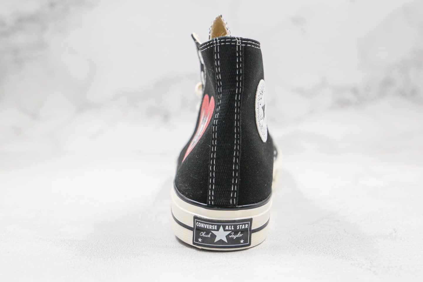 匡威Converse 1970S公司级版本高帮爱心黑色帆布鞋猫和老鼠原楦头纸板打造正确PU硅蓝软中底 货号:162050C