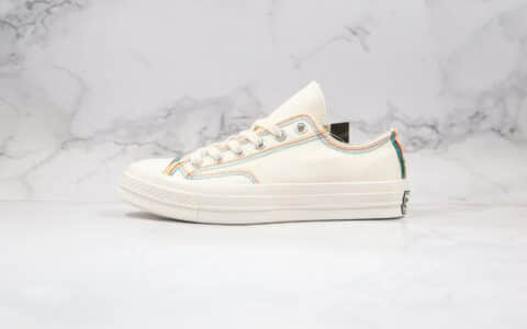匡威Converse Chuck 70S公司级版本低帮彩虹条奶白色小红书爆款帆布鞋正确双围条硫化蓝底 货号:169057C
