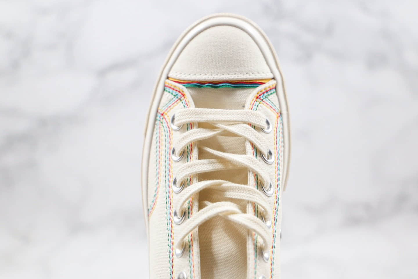 匡威Converse Chuck 70S公司级版本低帮彩虹条奶白色小红书爆款帆布鞋正确双围条硫化蓝底 货号:169057C