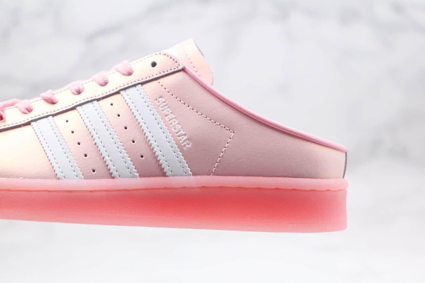 阿迪达斯Adidas AD Originals SUPERSTAR W纯原版本三叶草贝壳头半拖粉色极光糖果底原档案数据开发 货号:FX2756