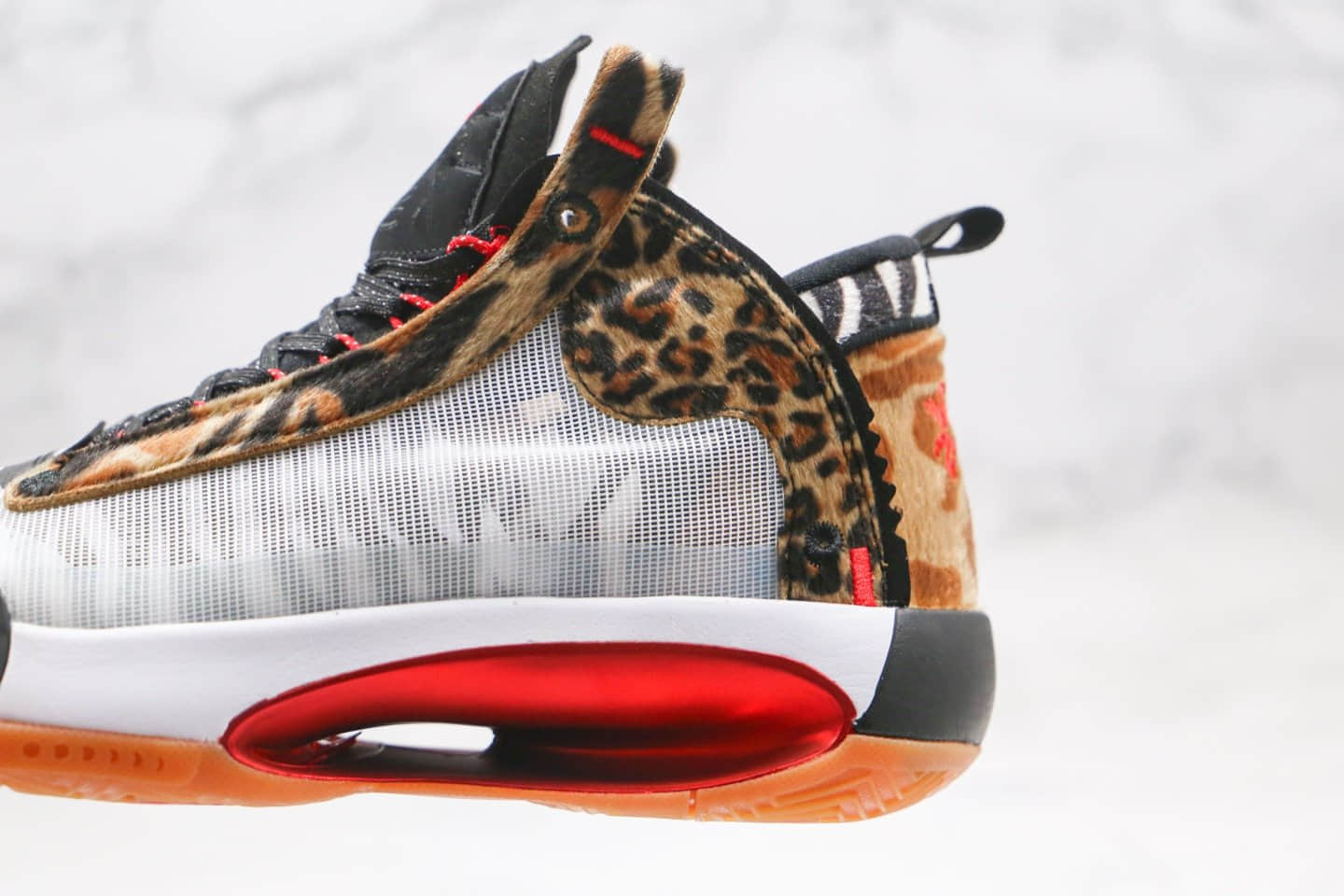 乔丹Air Jordan 34 PF纯原版本高帮AJ34豹纹灰红色篮球鞋内置气垫区别市面通货版本 货号：DA1900-901