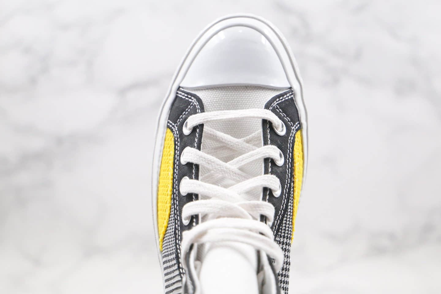 匡威CONVERSE Mix & Match Chuck70公司级版本张艺兴同款编织补丁格子条纹拼色高帮帆布鞋原厂硫化大底正确硅蓝PU软中底 货号:168696C