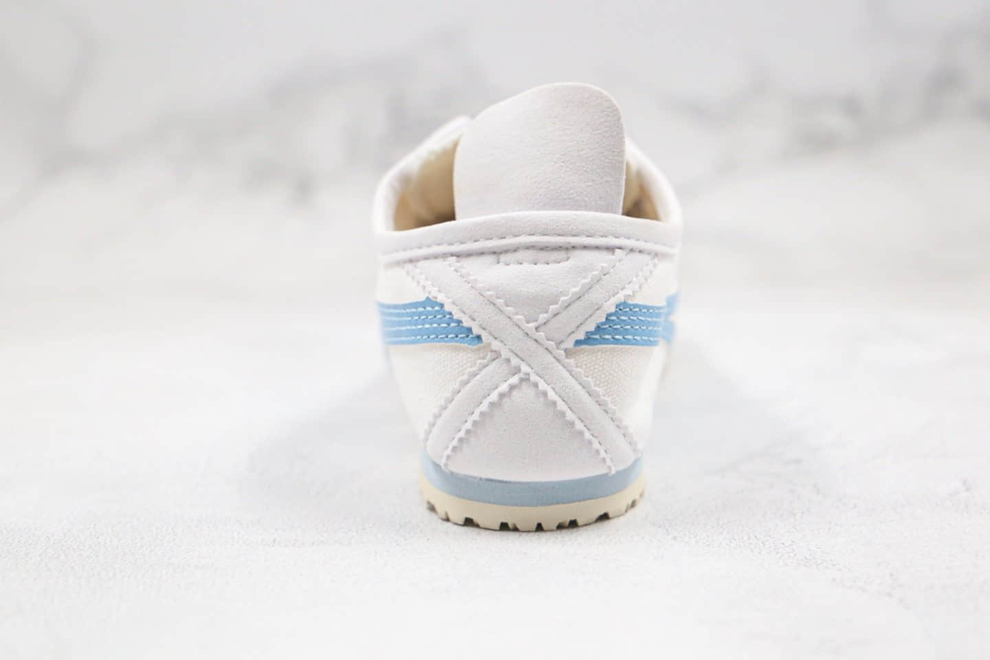 亚瑟士Asics Onitsuka tiger纯原版本鬼冢虎无鞋带帆布鞋一脚蹬白蓝色原厂四联吊牌 货号:1182A087-101