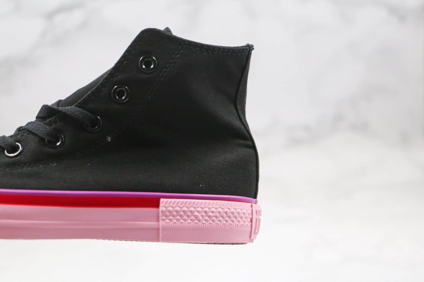 匡威Converse All Star公司级版本高帮小红书爆款黑粉色撞色拼接帆布鞋原楦头纸板打造 货号:568804C