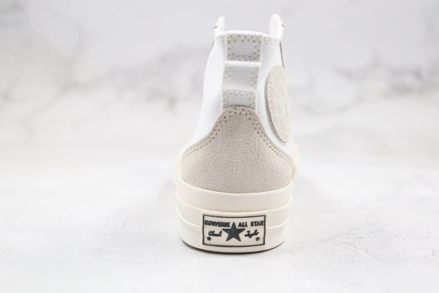 匡威Converse FOG平替公司级版本高帮恐惧上帝FOG拼色解构麂皮奶白色帆布拼接正确硅蓝PU软中底 货号:168605C