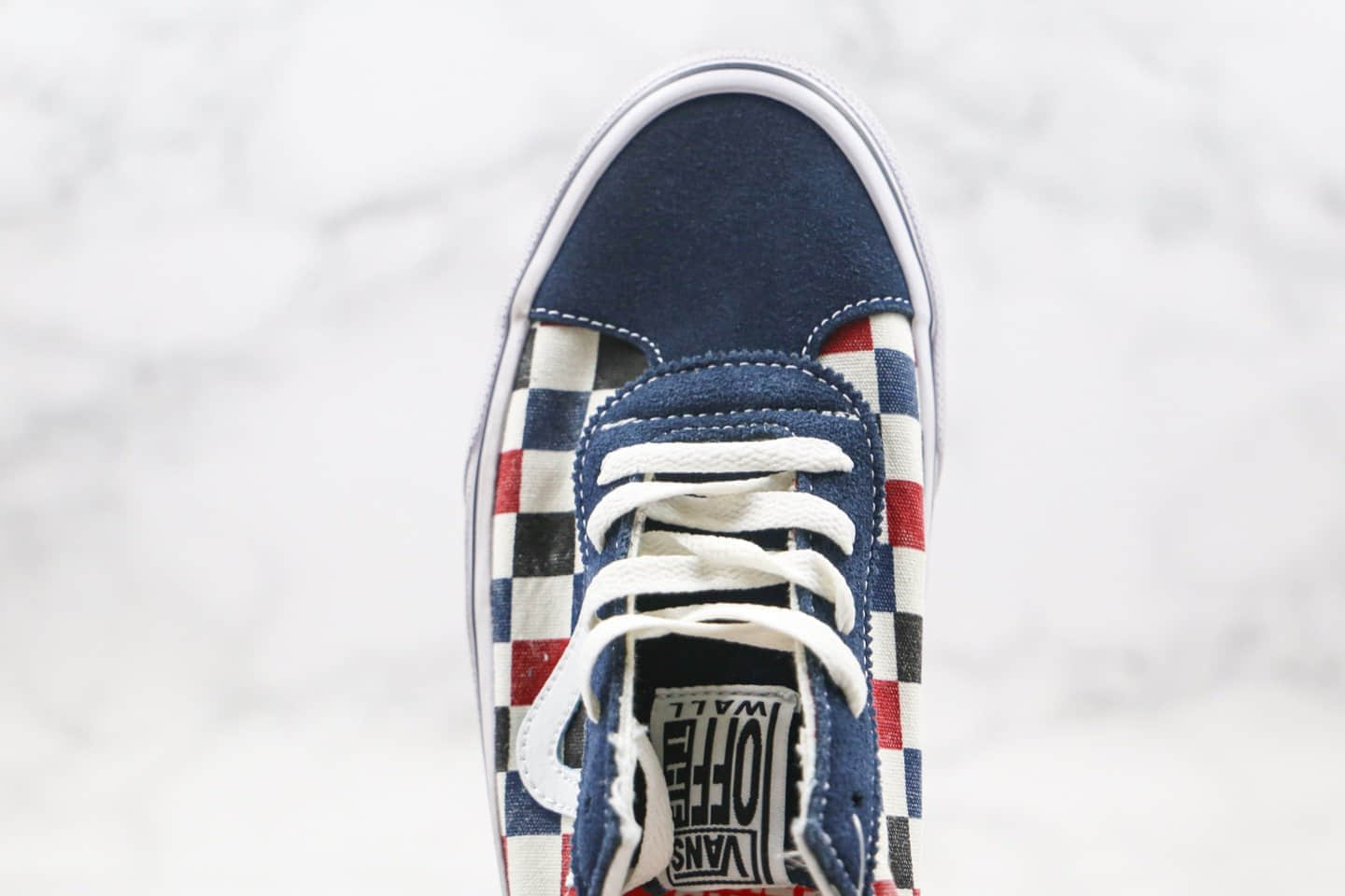 万斯Vans Sport公司级版本余文乐大V水洗做旧低帮棋盘格子硫化板鞋蓝彩色原楦头纸板打造 货号:VN0A4BU6WO2