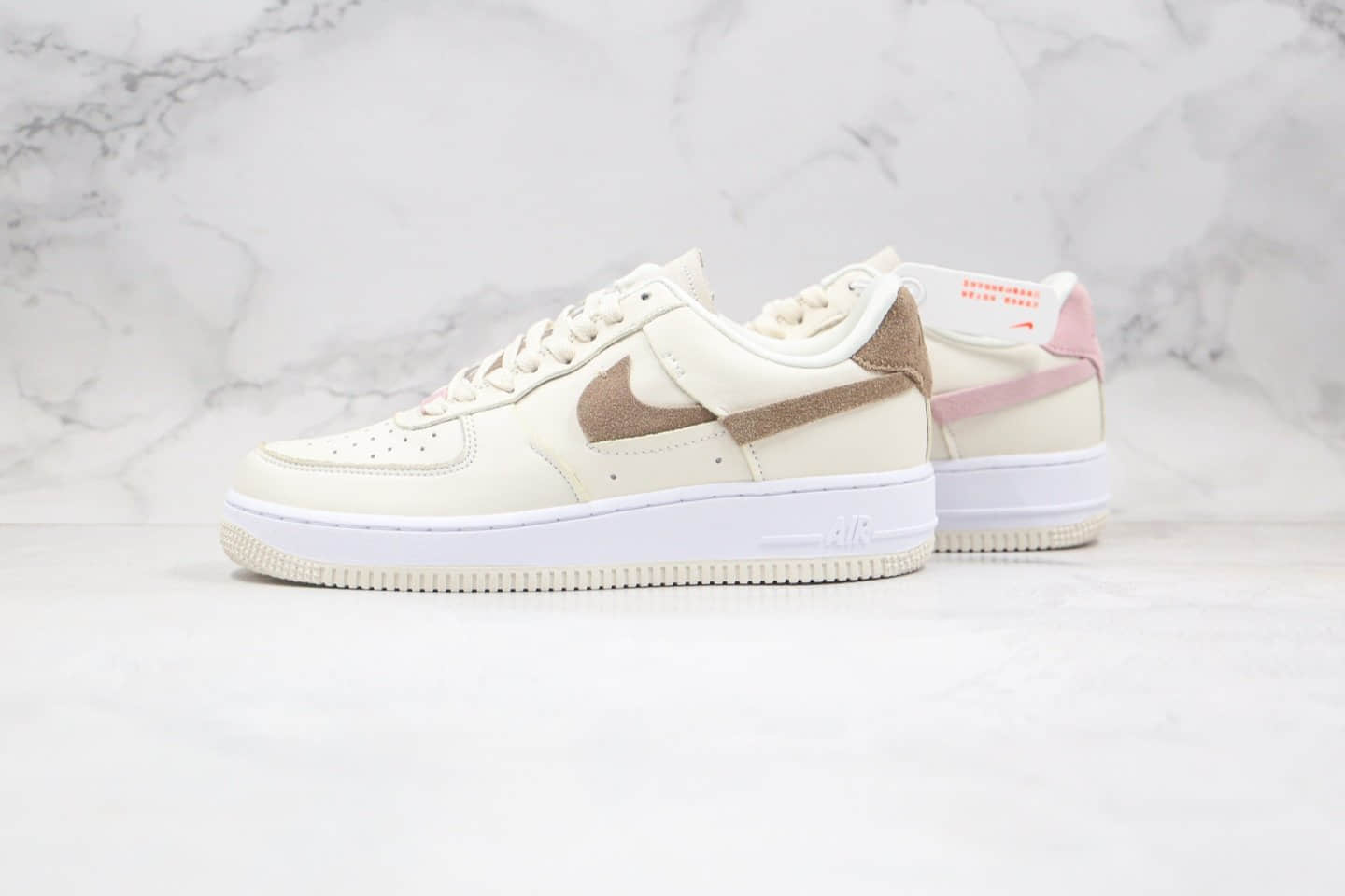 耐克Nike Air Force 1 Vandalized纯原版本低帮空军一号鸳鸯断勾米白棕粉色板鞋内置气垫 货号:DC1425-100