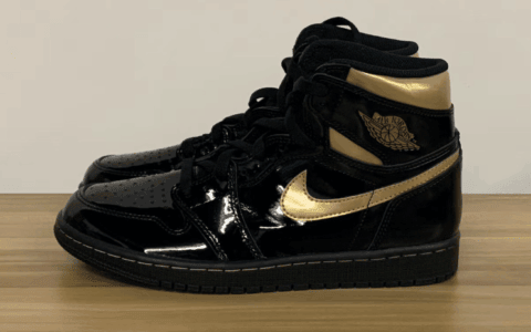 AJ1黑金漆皮最新实物细节曝光!潮人必备! 货号:555088-032