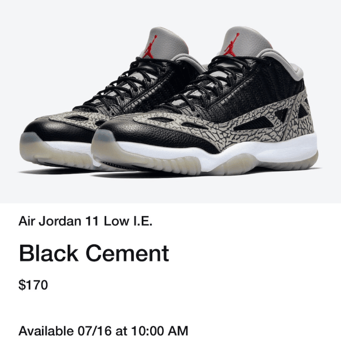 实战党夏日福音!黑水泥 AJ11 Low IE即将登场! 货号:919712-006