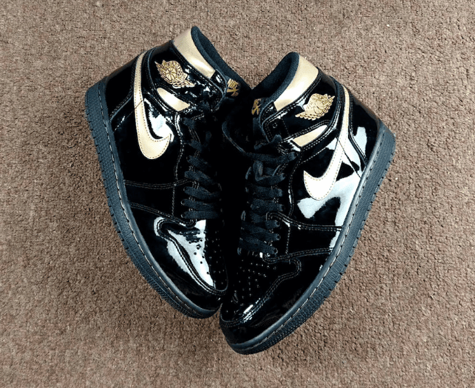 AJ1黑金漆皮释出最新实物图!有够奢华! 货号:555088-032