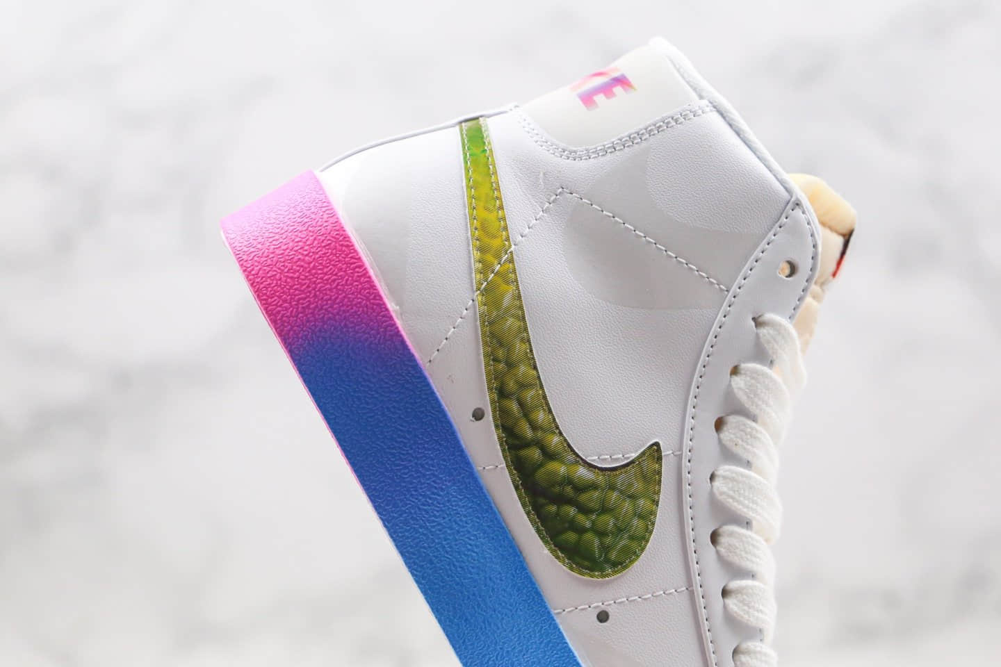 耐克NIKE BLAZER LOW The New Way纯原版本中帮开拓者炫彩白彩虹紫光灯配色板鞋原楦头纸板打造 货号:CZ8653-136