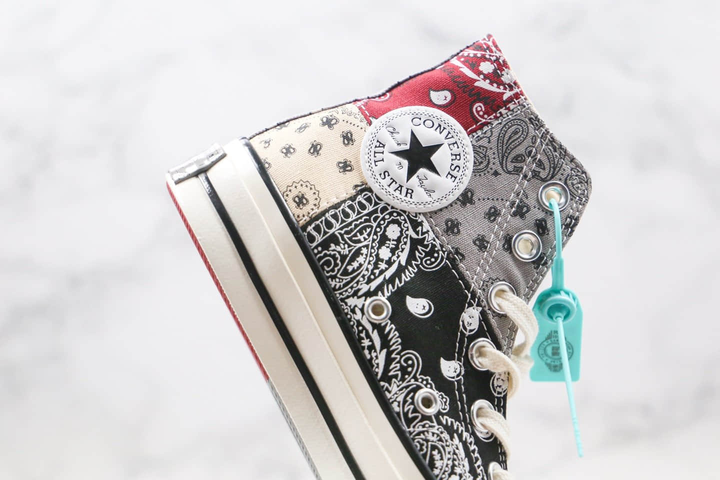 匡威Converse Paisley Pathwork 1970S公司级版本高帮帆布拼接腰果花黑白灰红色涂鸦硫化板鞋原盒原标 货号:169880C