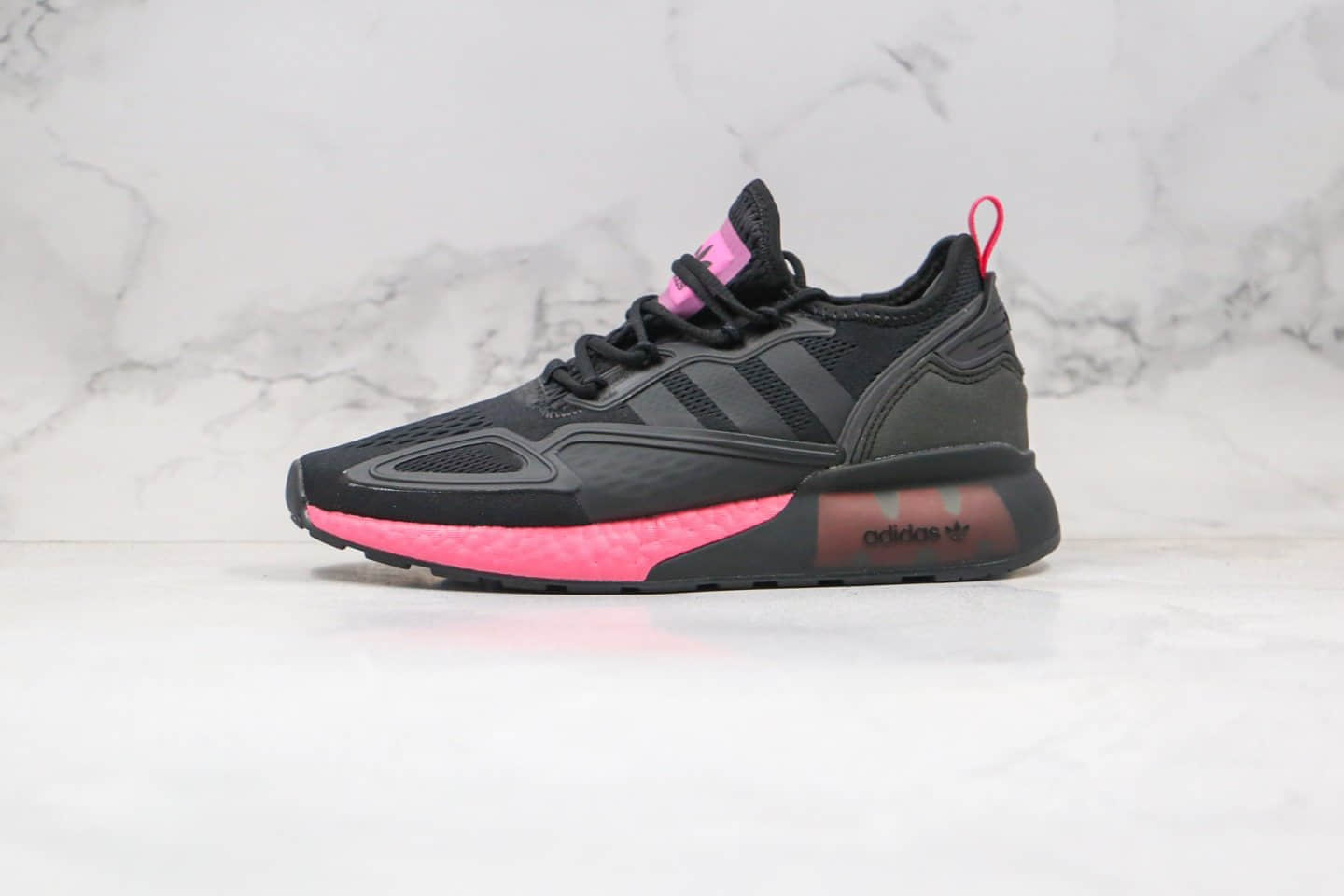 阿迪达斯Adidas Originals ZX 2K Boost纯原版本易烊千玺同款爆米花跑鞋黑粉色原档案数据开发 货号:FV8986