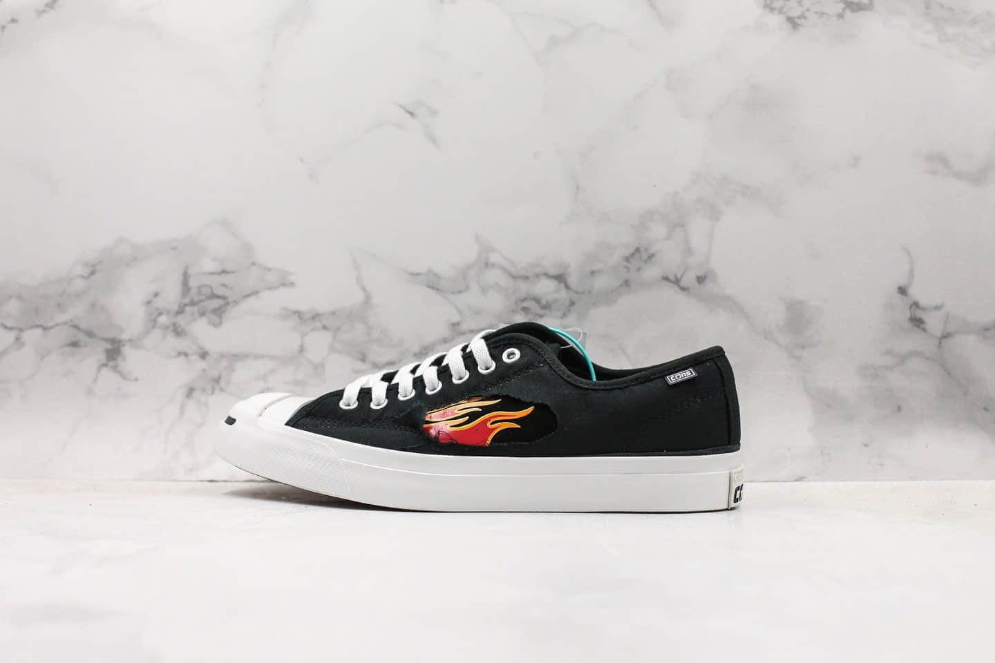 匡威Converse Jack Purcell Pro公司级版本低帮开口笑火焰撕撕乐黑白色板鞋鞋面可撕原盒原标 货号:165339C