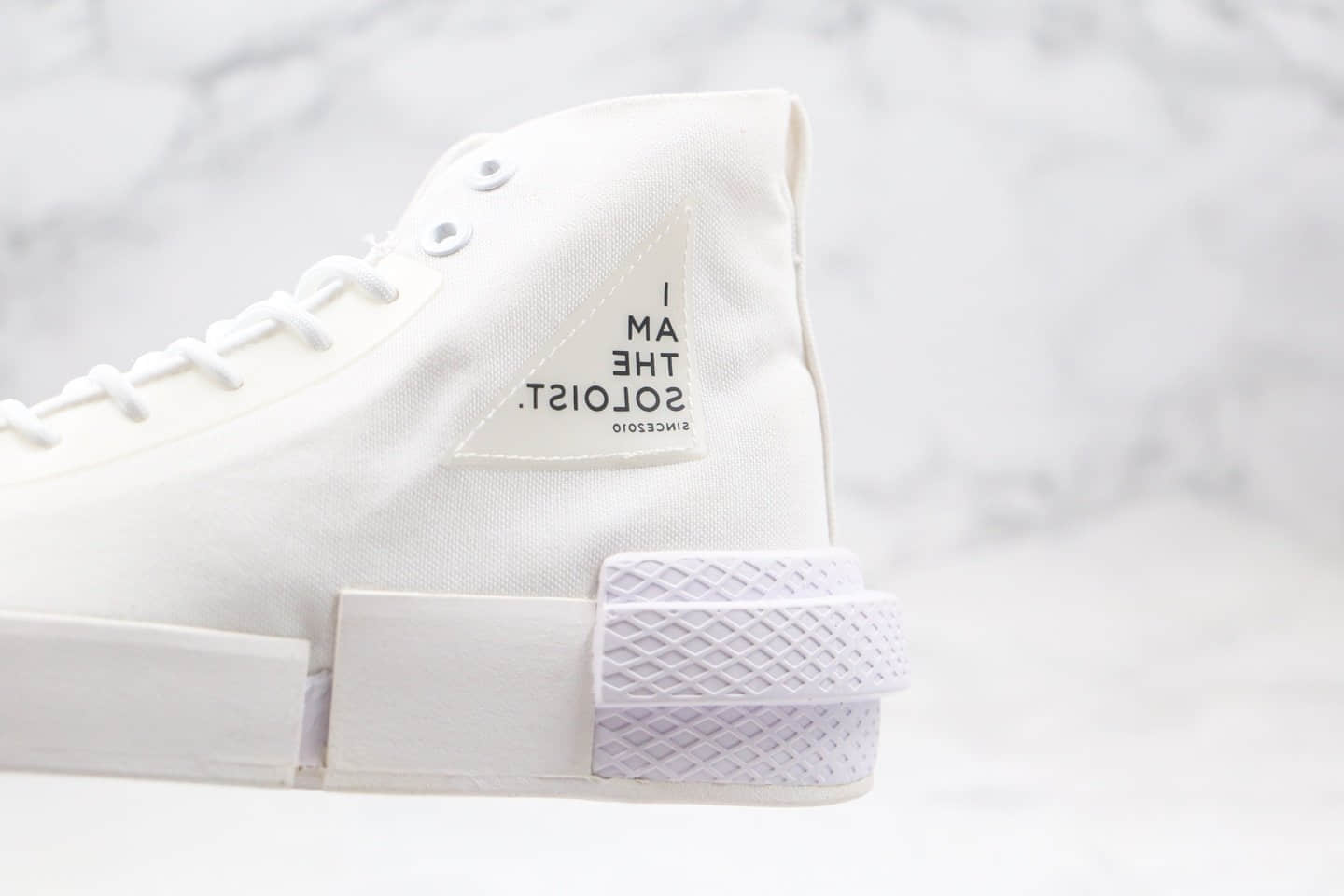 匡威Converse x thesoloist宫下贵裕联名款公司级版本机能解构高帮白色字母帆布鞋原盒原标 货号:168214C