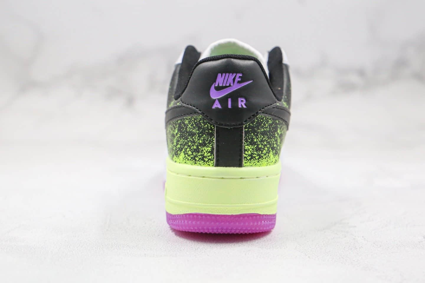 耐克Nike Air Force AF1 Splatter纯原版本低帮空军一号泼墨白黑绿紫色板鞋内置全掌Sole气垫 货号：CZ8097-100
