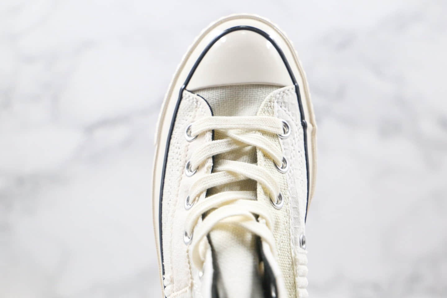 匡威Converse Chunk 1970s公司级版本高帮奶白色布绒拼接硫化帆布鞋正确双围条硫化蓝底 货号:167139C