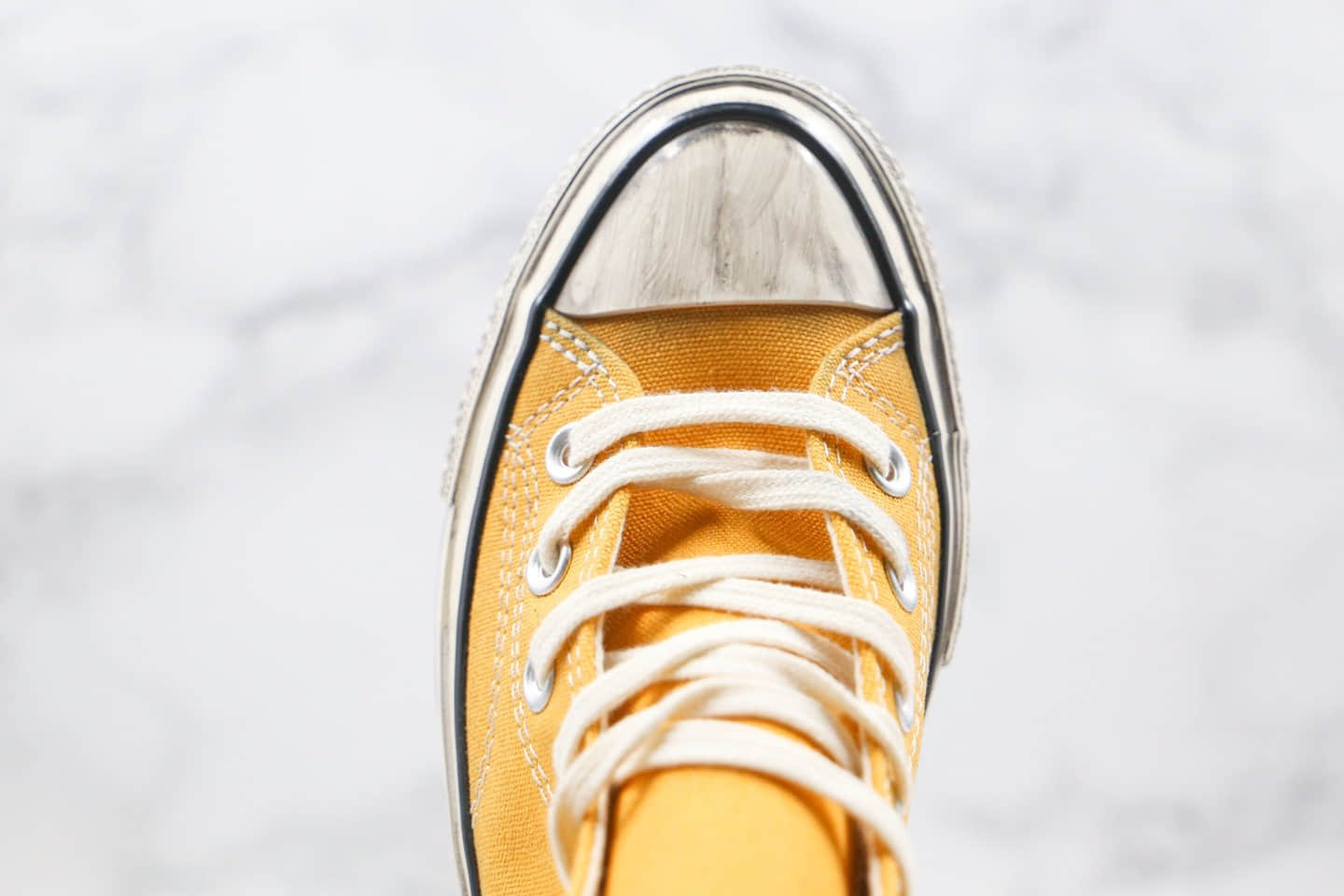 匡威CONVERSE x PEACEMINUSONE公司级版本权志龙联名款小雏菊高帮黄色做旧帆布鞋原档案数据开发 货号:162054C