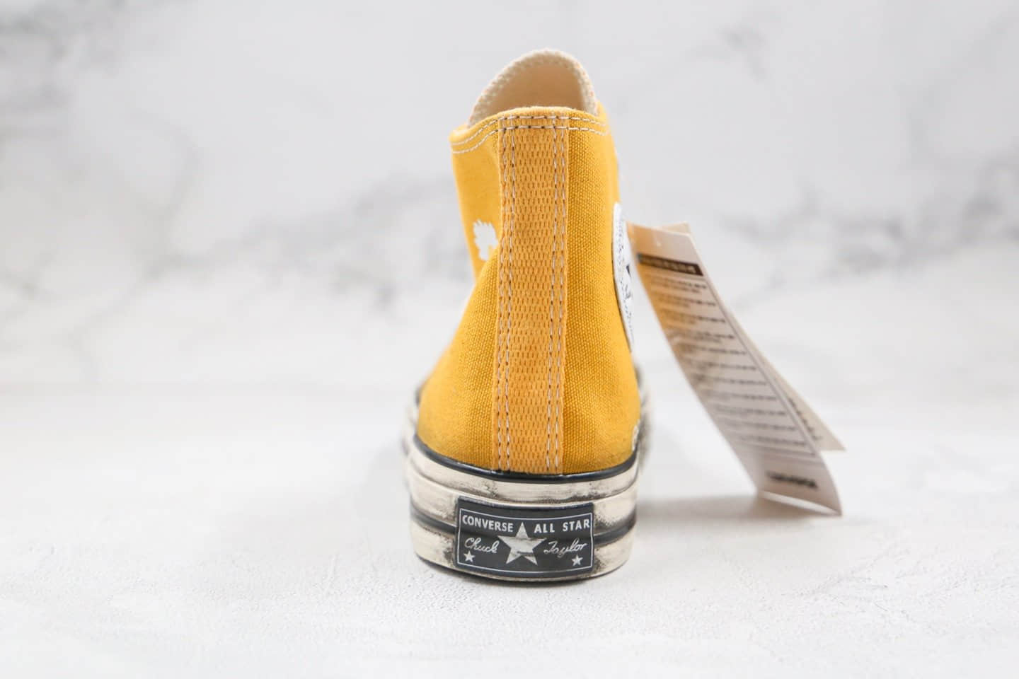 匡威CONVERSE x PEACEMINUSONE公司级版本权志龙联名款小雏菊高帮黄色做旧帆布鞋原档案数据开发 货号:162054C