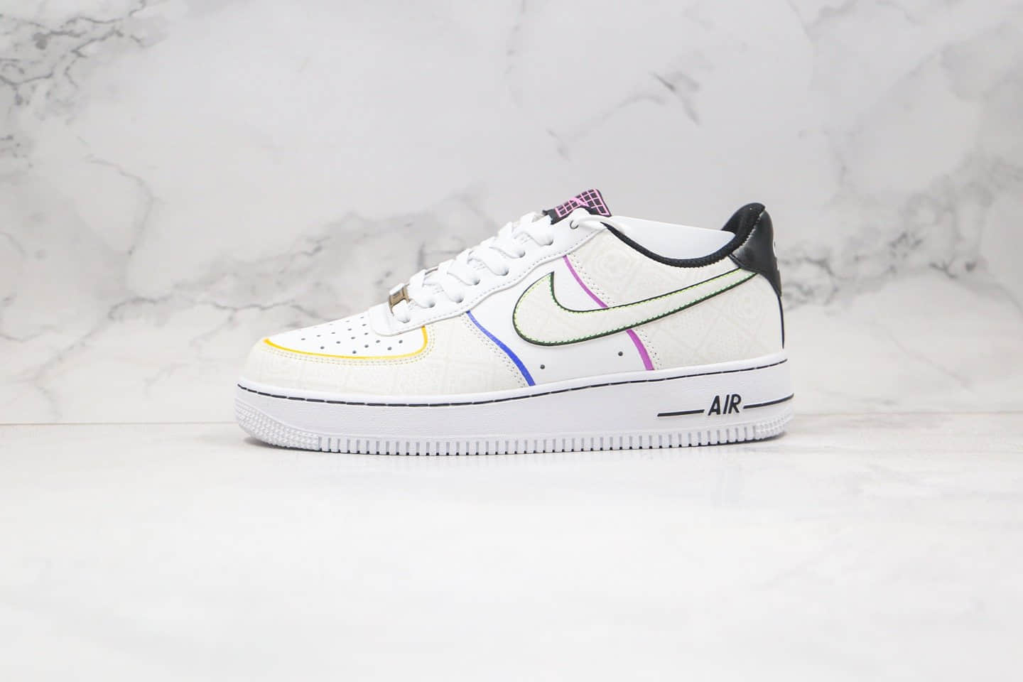 耐克Nike Air Force 1 Low Day of the Dead纯原版本低帮空军一号亡灵节白彩虹色3M反光板鞋内置全掌Sole气垫 货号：CT1138-100