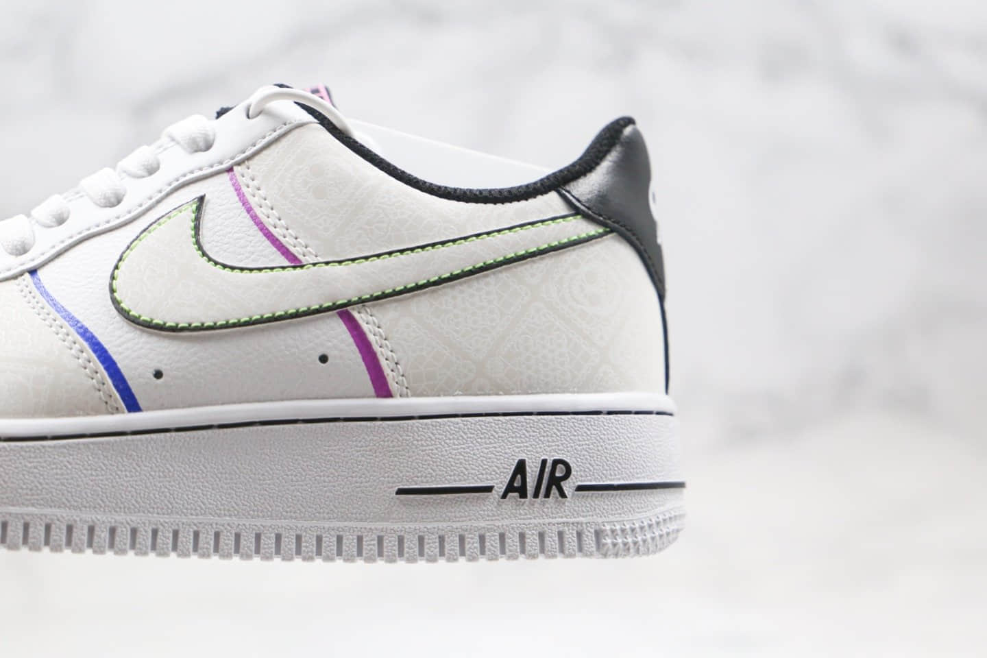 耐克Nike Air Force 1 Low Day of the Dead纯原版本低帮空军一号亡灵节白彩虹色3M反光板鞋内置全掌Sole气垫 货号：CT1138-100
