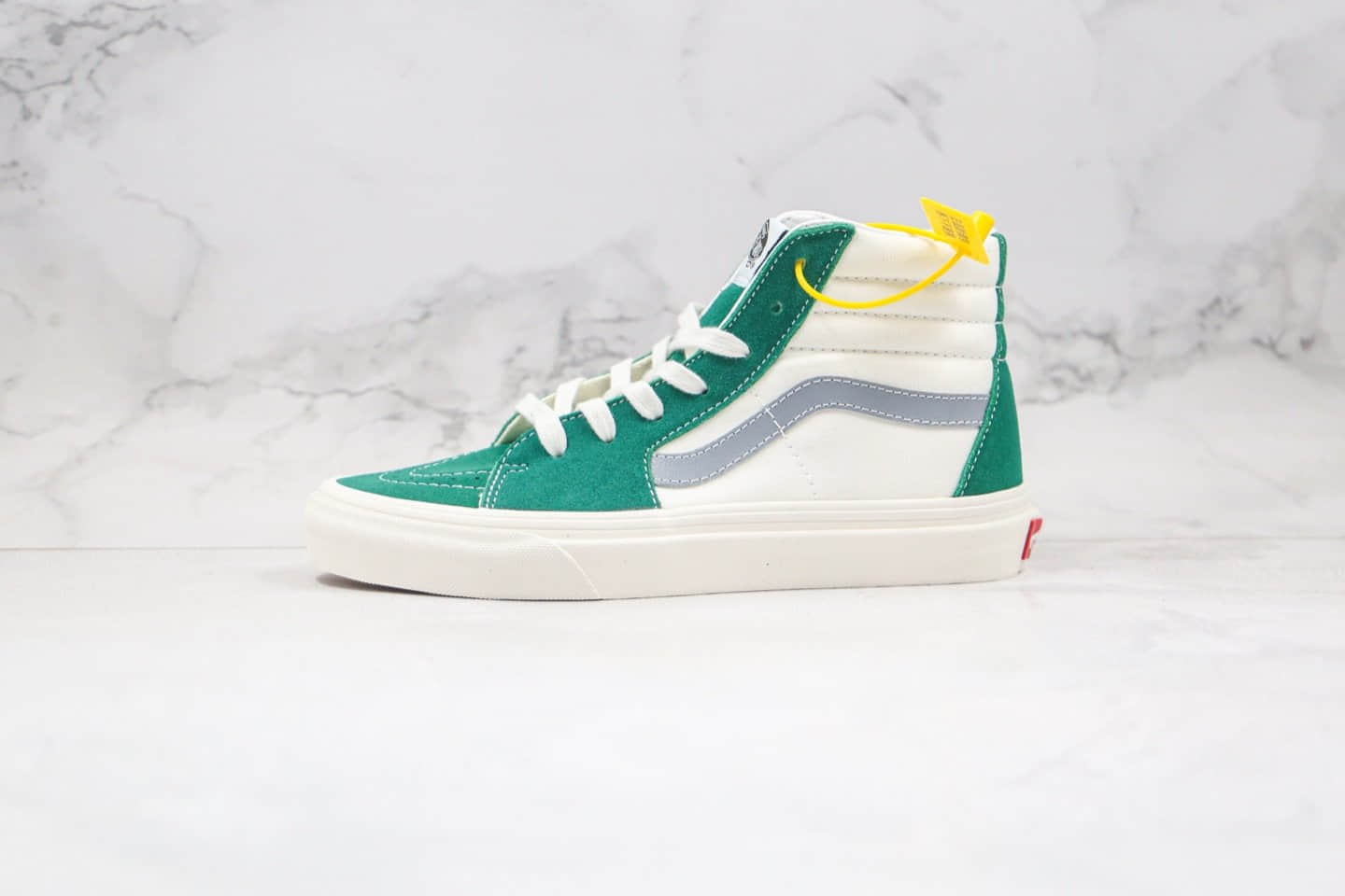 万斯Vans SK8-Hi公司级版本高帮白灰绿色硫化帆布鞋原厂硫化大底内置钢印